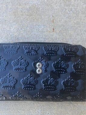 crown pattern Black wallet